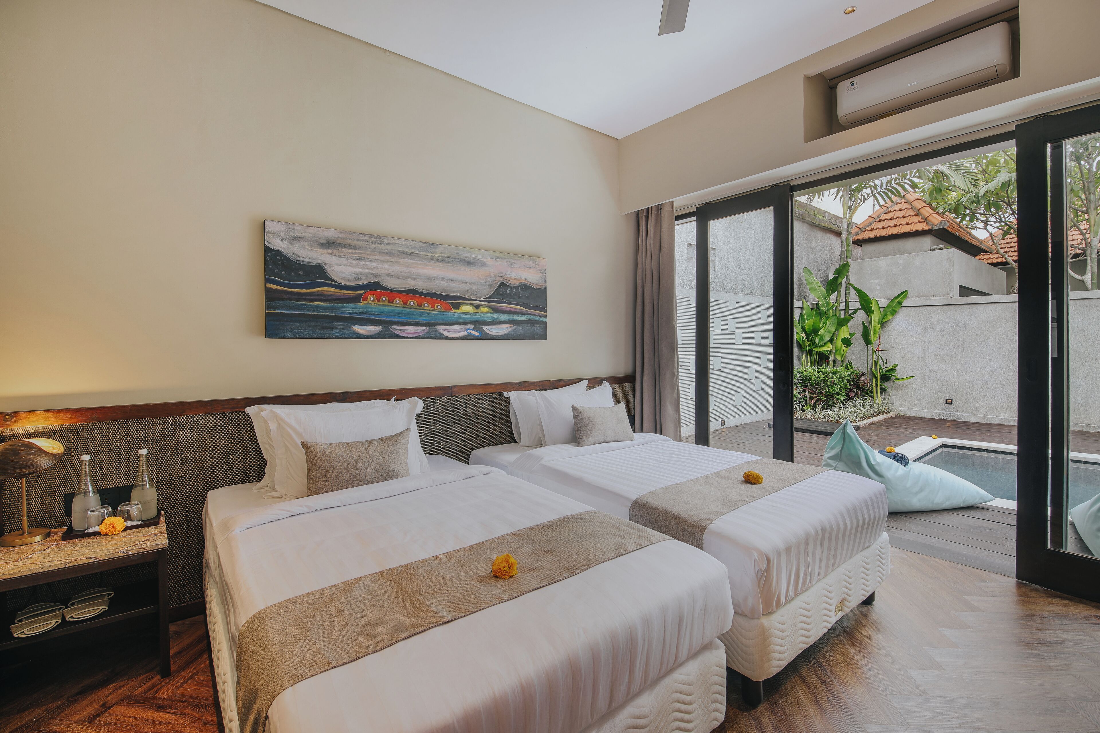 Luxury Villa, 2 Bedrooms, Pool View | Premium bedding, minibar, desk, laptop workspace