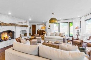Smart TV, fireplace, video games, foosball