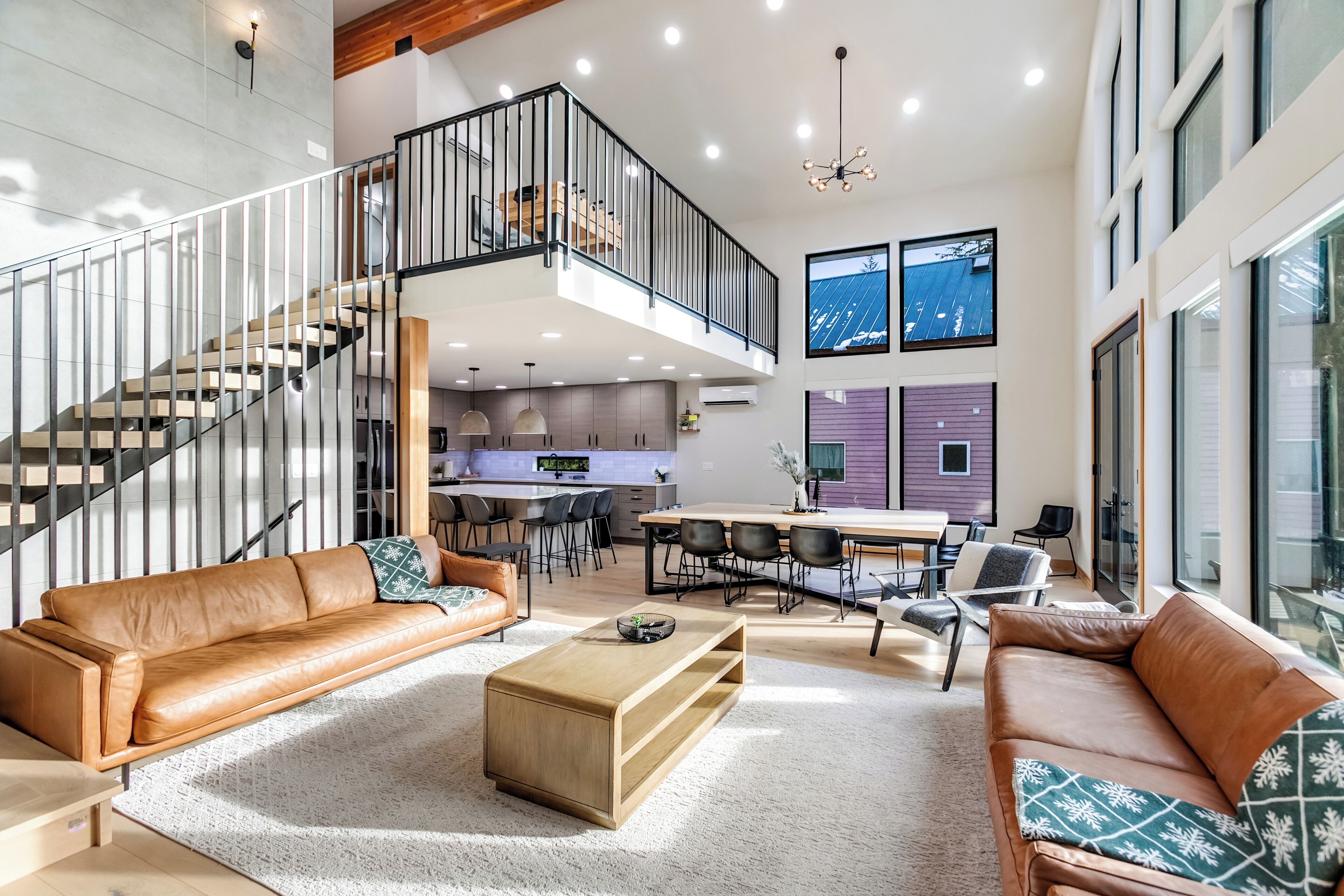 Smart TV, fireplace, foosball, books