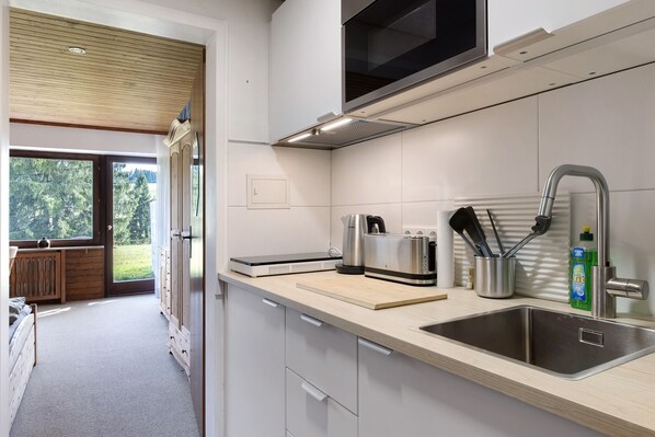 Kühlschrank, Mikrowelle, Ofen, Herdplatte