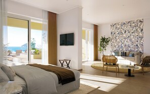 Suite, Terrasse, Meerblick | Hochwertige Bettwaren, Minibar, individuell dekoriert