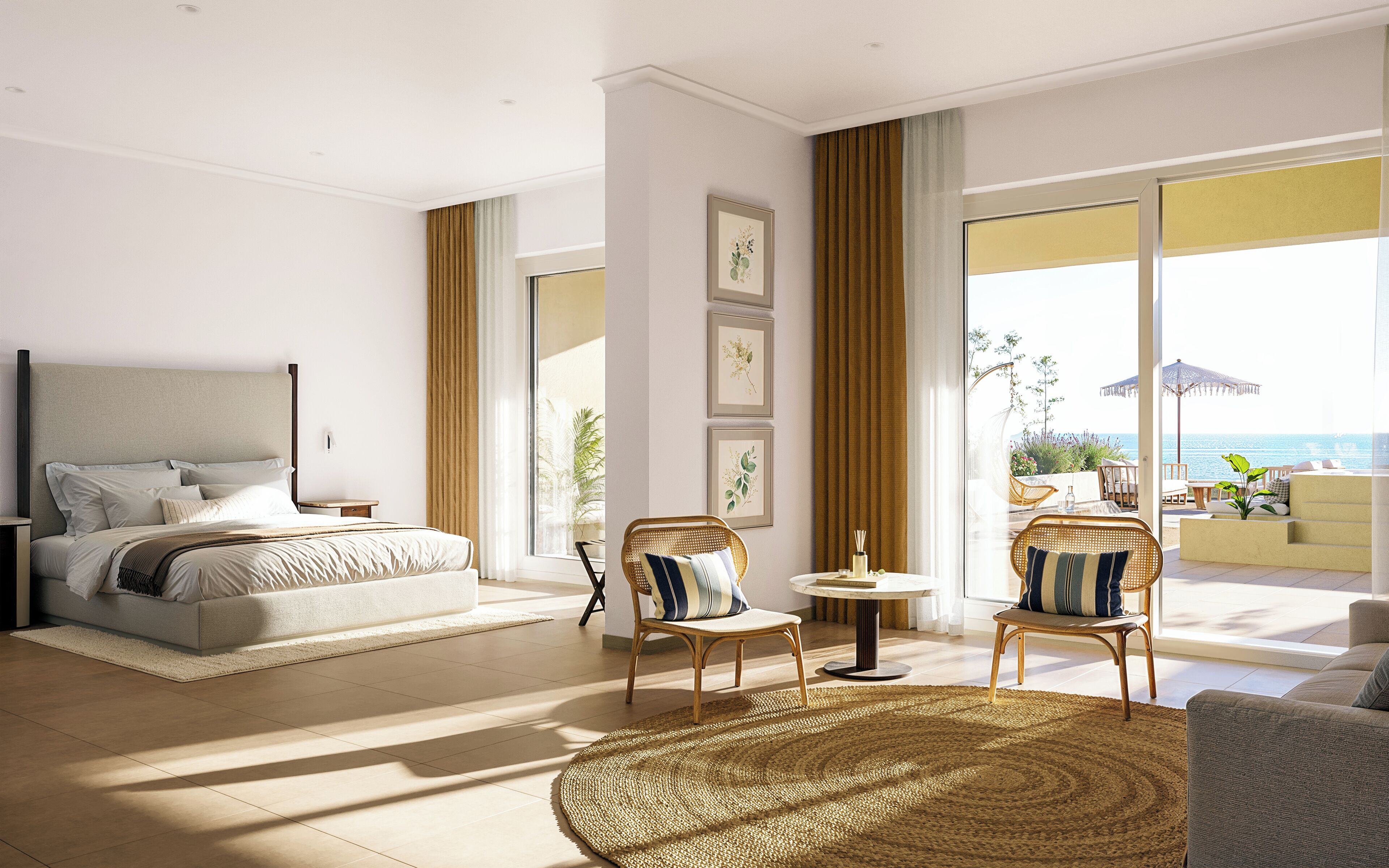 Suite, terrasse, vue mer | Literie de qualité supérieure, minibar, décoration personnalisée