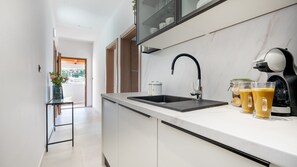 Fridge, microwave, oven, dishwasher