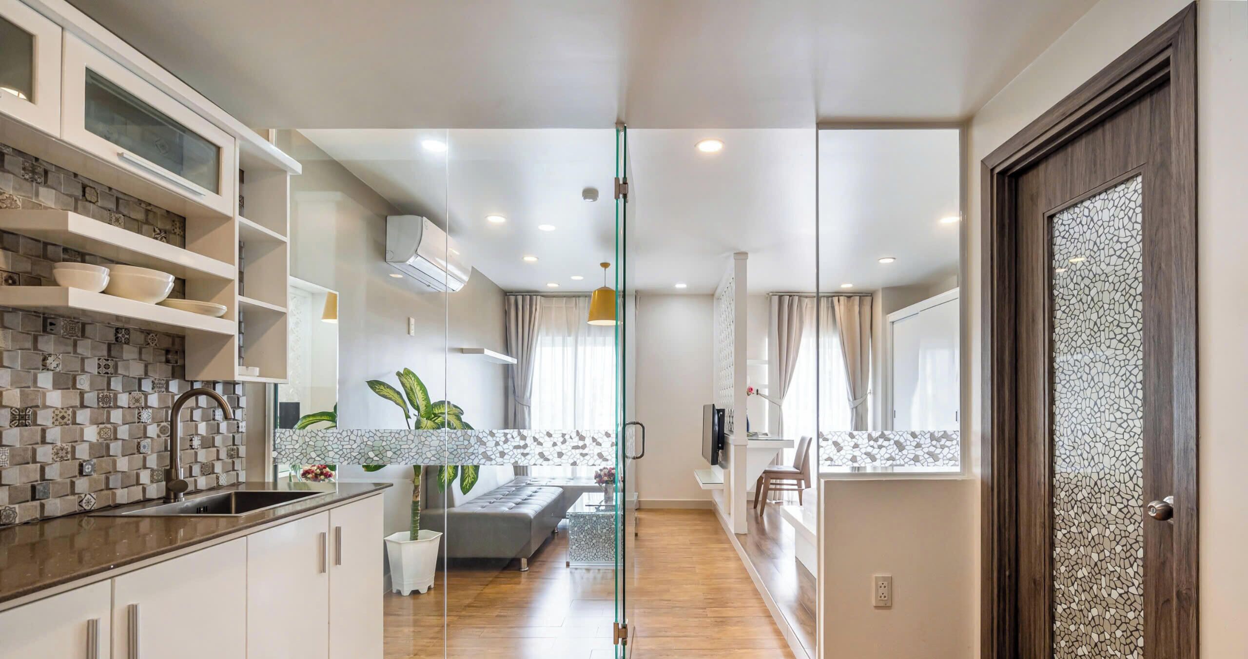 디럭스 더블룸, 발코니 | 전용 주방 | 냉장고, 전자레인지, 쿡탑, 조리 도구/접시/주방 기구