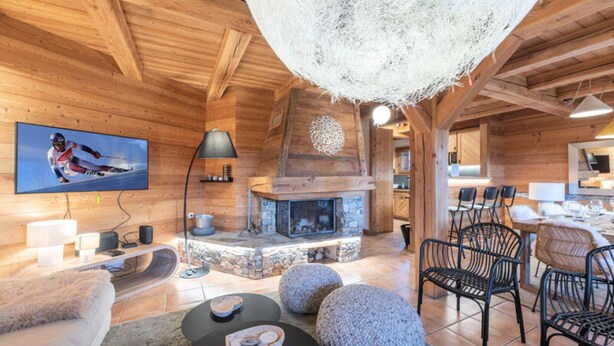 Living area - Chalet in Alpe D'huez With Ski-in/ski-out (Huez)