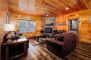 TV, fireplace, video games, table football