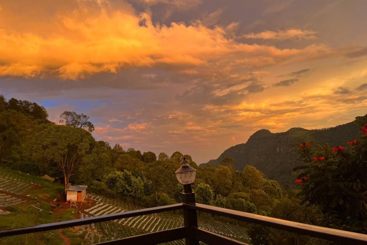 Quarto casal superluxo, sacada, vista para o jardim | Camas com colchões de espuma com sistema de memória, escrivaninha
