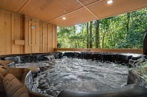 Cabin, 2 Bedrooms | Outdoor spa tub