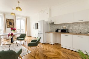 Apartment, Gartenblick | Eigene Küche | Kühlschrank, Mikrowelle, Herdplatte, Wasserkocher