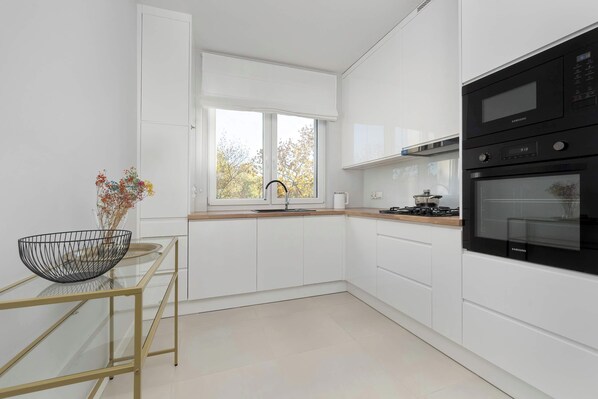 Kühlschrank, Mikrowelle, Ofen, Herdplatte