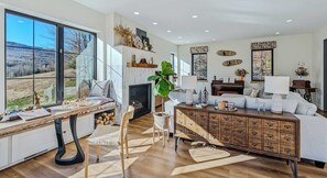 TV, fireplace, offices - Views! Fireplace, Piano, Hot Tub | Sunnymede Hill (Bethel)