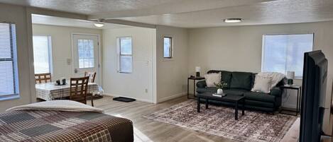 1 bedroom, iron/ironing board, travel crib, WiFi