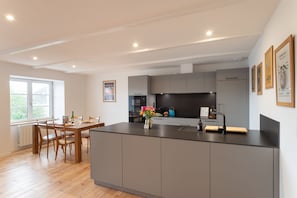 Fridge, microwave, oven, dishwasher