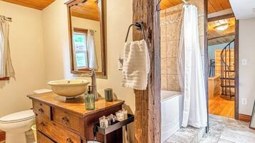 Hair dryer, towels, toilet paper