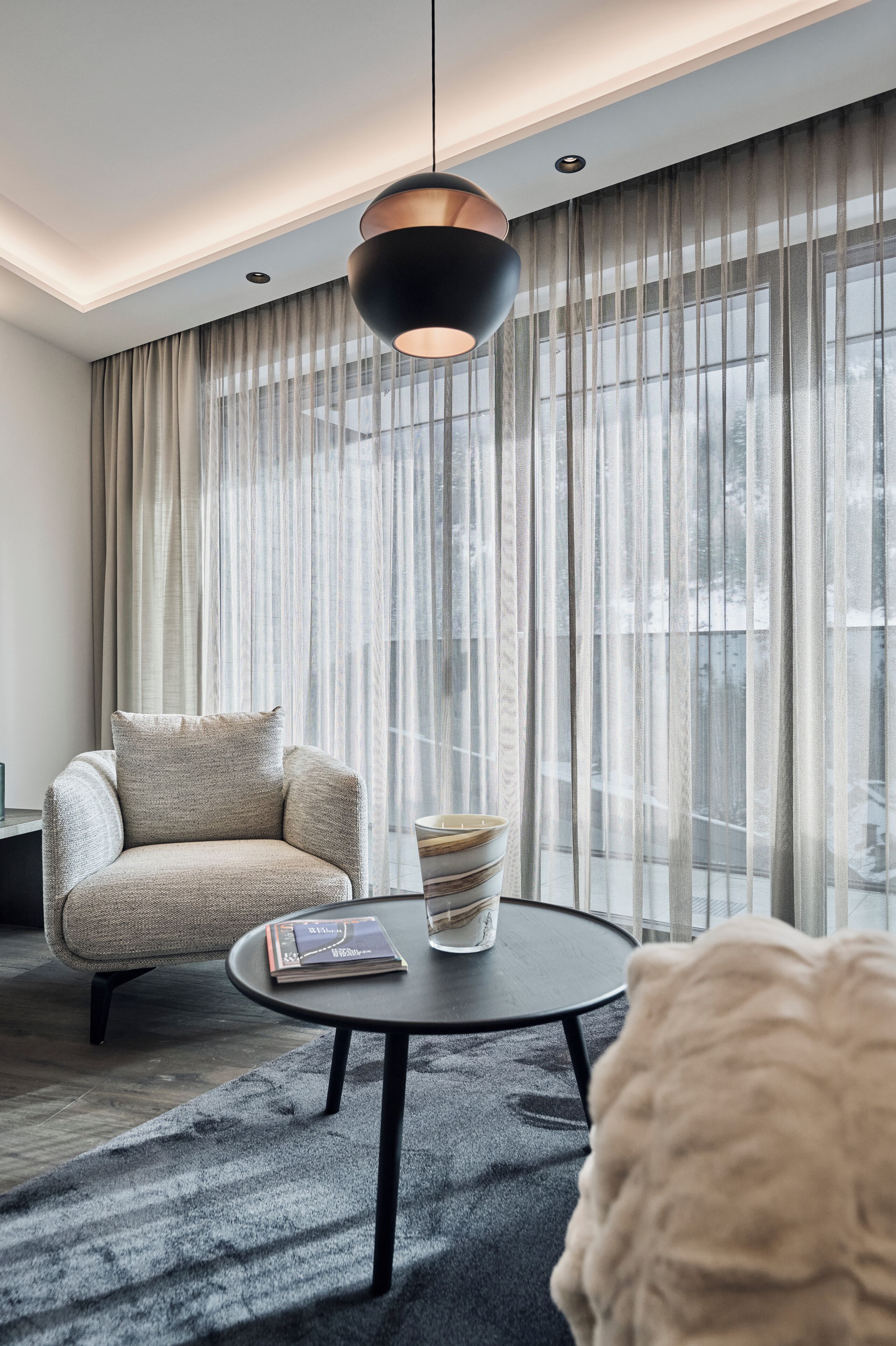 Deluxe-Apartment IV, Balkon, Bergblick | Wohnbereich