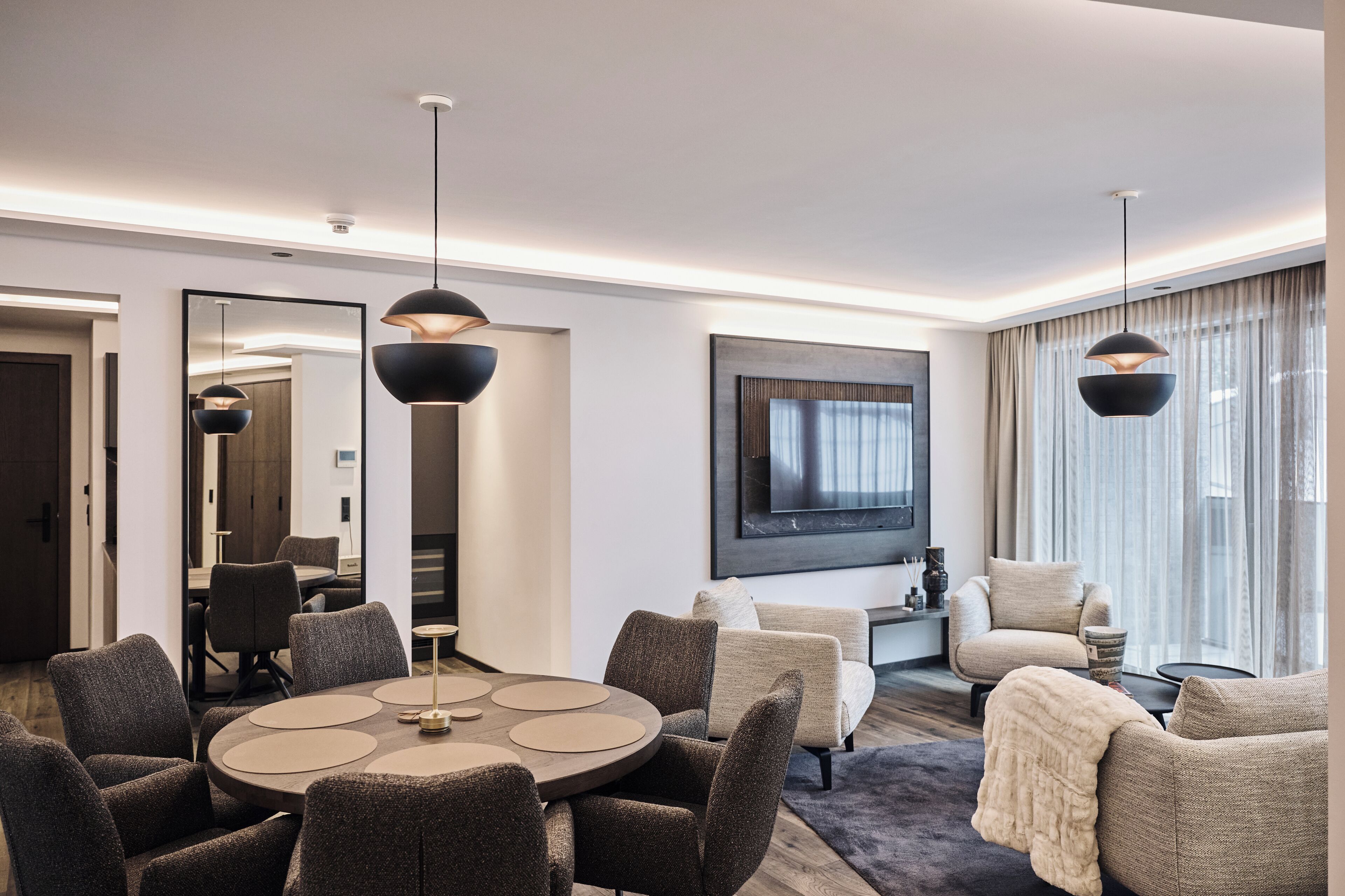 Deluxe-Apartment III, Balkon, Bergblick | Coin séjour