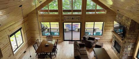 TV, fireplace, offices