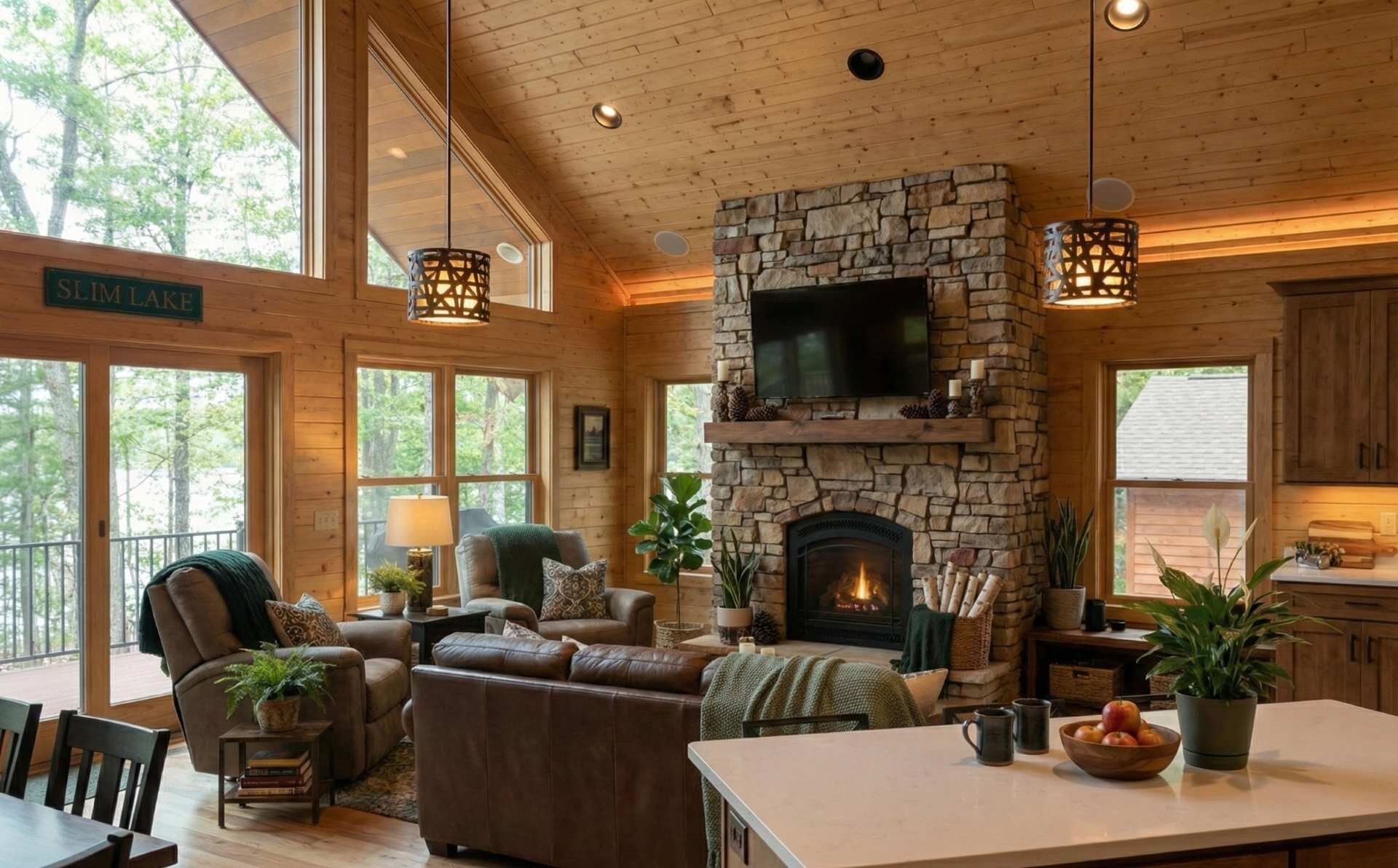 TV, fireplace, offices