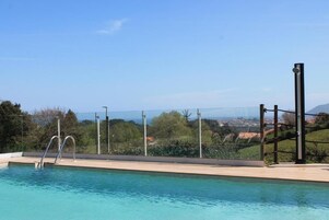 Indoor pool, outdoor pool, pool loungers