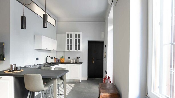 Apartment | Eigene Küche | Wasserkocher mit Kaffee-/Teezubehör, Kühlschrank, Mikrowelle, Ofen
