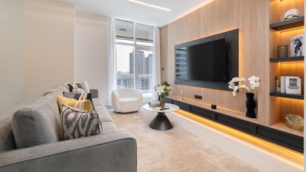 Living area - Vogue, Dorra Bay near JBR Beach and Ain Dubai (Dubai)