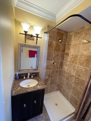 Shower, hair dryer, towels, soap - Cozy 1BR with Full Bath & Your Own Entrance, and convenient parking (Silver Spring)
