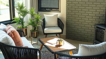 Televisión y chimenea