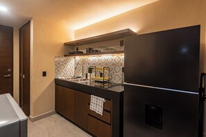 Superior Studio, 1 King Bed with Sofa bed, Private Pool, Garden View | Private kitchen | Full-size fridge, stovetop, cookware/dishes/utensils - Nativa Tulum Playa by The Spot Rentals (Tulum)