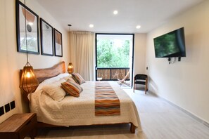 Luksus-studiolejlighed - balkon | Pengeskab på værelset, strygejern/strygebræt, gratis Wi-Fi, sengetøj