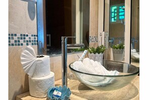 Towels, soap, toilet paper