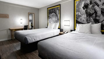 Room, 2 Double Beds, Non Smoking | Down comforters, desk, laptop workspace, blackout drapes