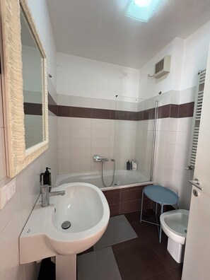 Haartrockner, Bidet, Handtücher, Seife