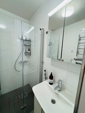 Dusche, Haartrockner, Bidet, Handtücher