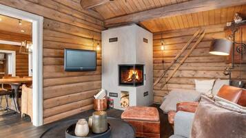 TV, lareira, escritórios