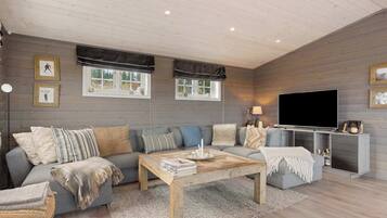 TV, lareira, escritórios