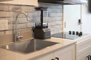 Fridge, microwave, coffee/tea maker, toaster