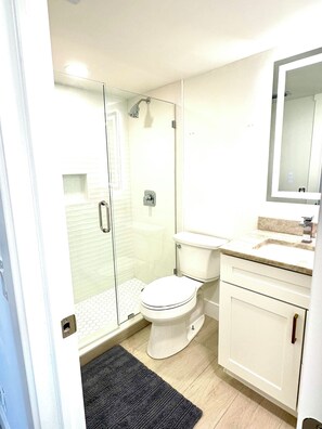 Shower, hair dryer, towels, soap - Completely renovated, luxury 2-bedroom condo on Isla Del Sol near St. Pete Beach (St. Petersburg)