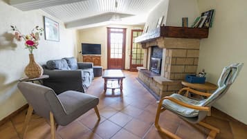 TV, fireplace