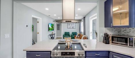 Fridge, microwave, oven, dishwasher