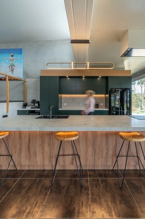 Fridge, microwave, oven, stovetop - Luxe coastal retreat with sauna, outdoor bath, breathtaking views & pet friendly (North Bruny)