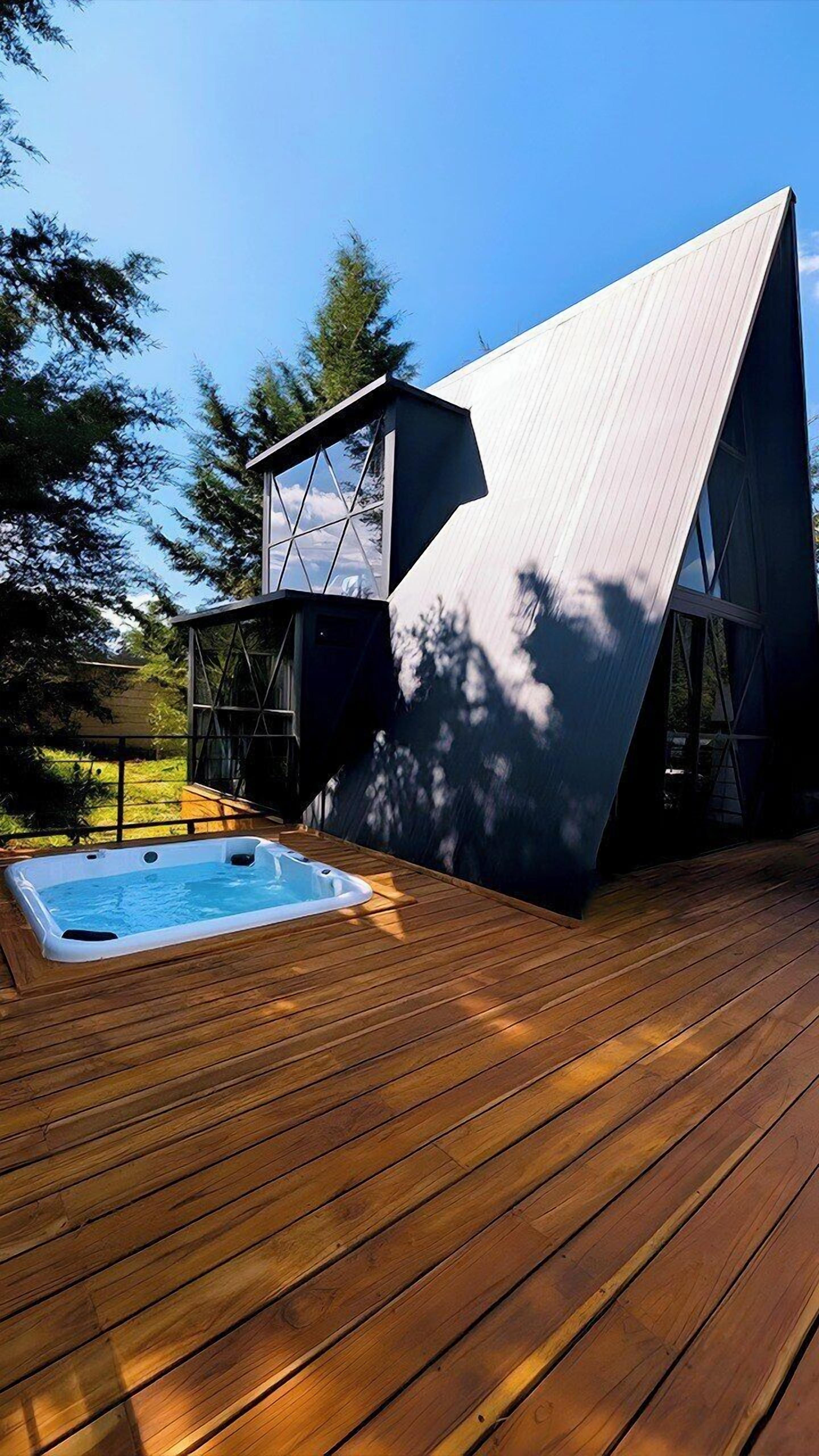 Cabaña familiar, patio, vista al jardín | Terraza o patio