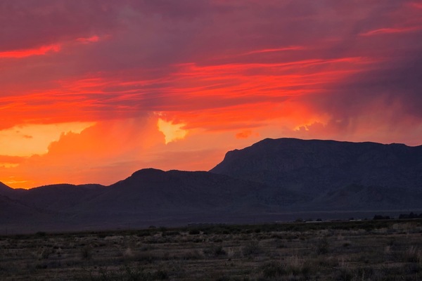 Winchester mtns with fiery sunsets visually seen as you set out on the patio!
