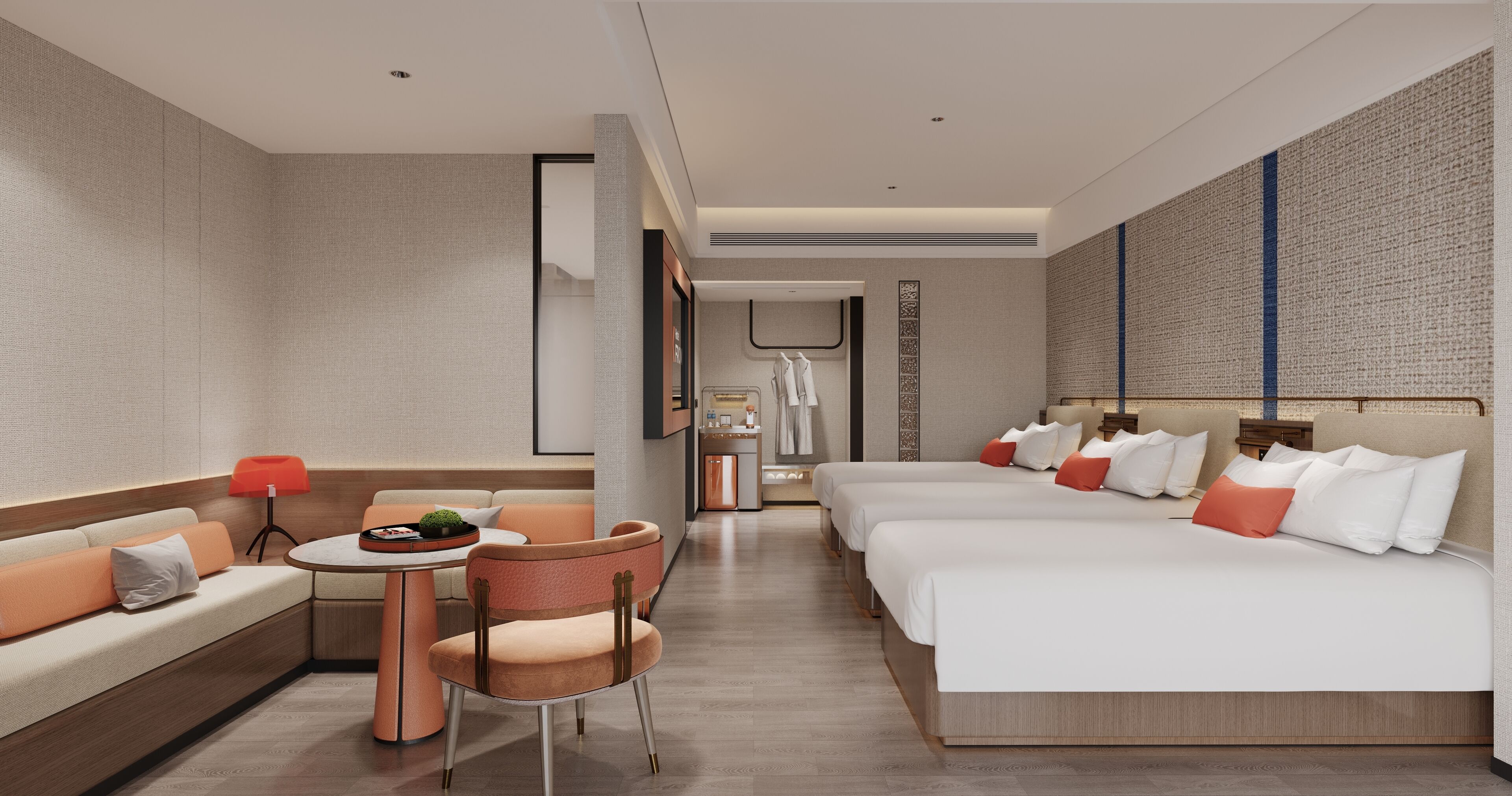 Camera tripla | Biancheria da letto di alta qualità, copriletto in piuma