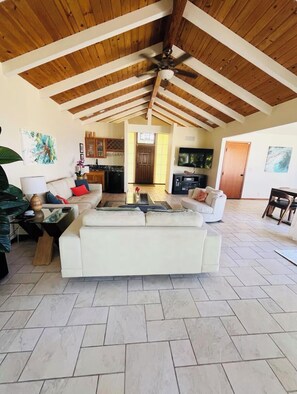 Smart TV, DVD player, computer monitors - Papio House With Ocean Views and Beautiful Sunrises (Pāhoa)
