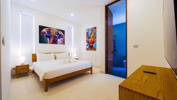 Villa, Pool View | In-room safe, laptop workspace, blackout drapes, iron/ironing board