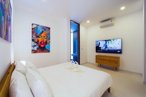 Villa, Pool View | In-room safe, laptop workspace, blackout curtains, iron/ironing board