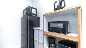 Fridge, microwave, stovetop, rice cooker