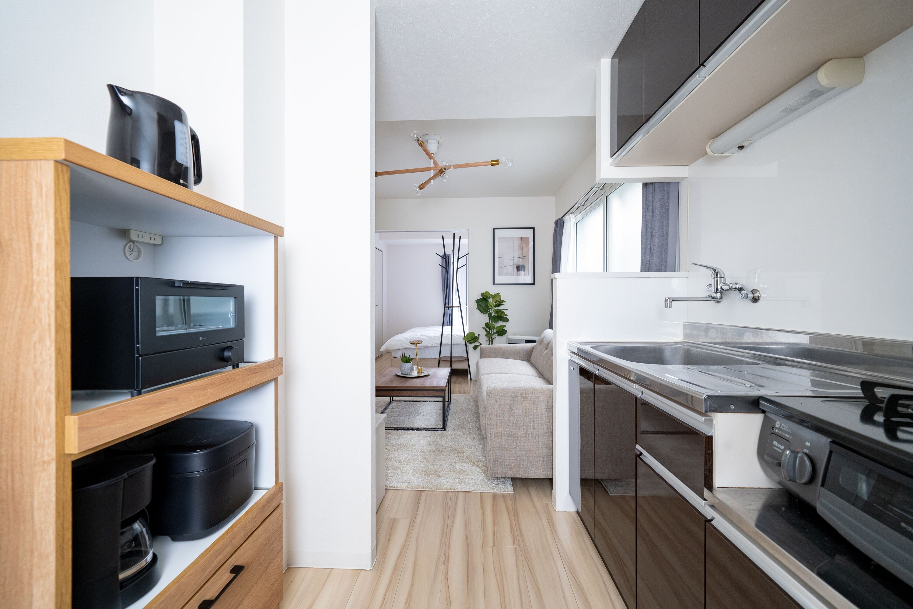 Fridge, microwave, stovetop, rice cooker