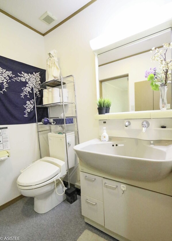 Hair dryer, towels