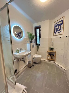 Dusche, Haartrockner, Handtücher